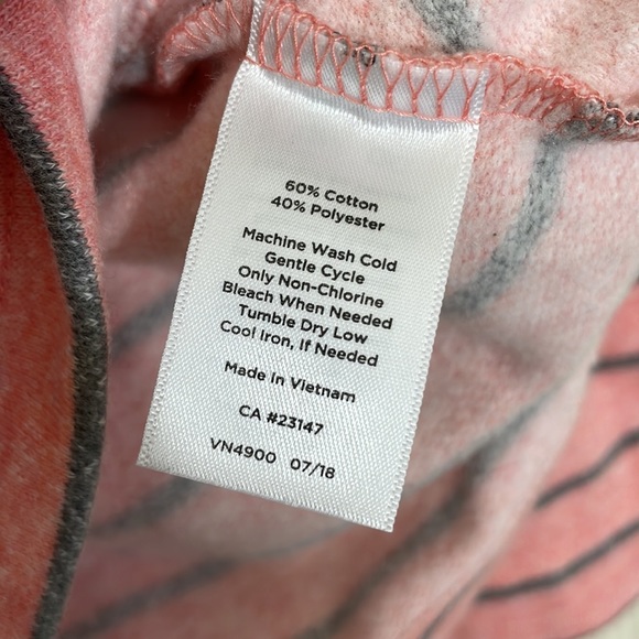 Talbots Pink & Gray Stripes Long Sleeve Zipper Top Size P - Picture 6 of 8